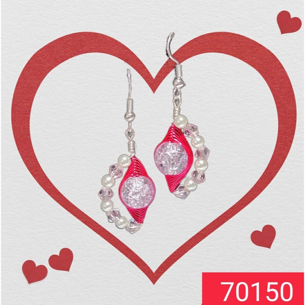 Pink Swirl Crinkle Crystal Earrings